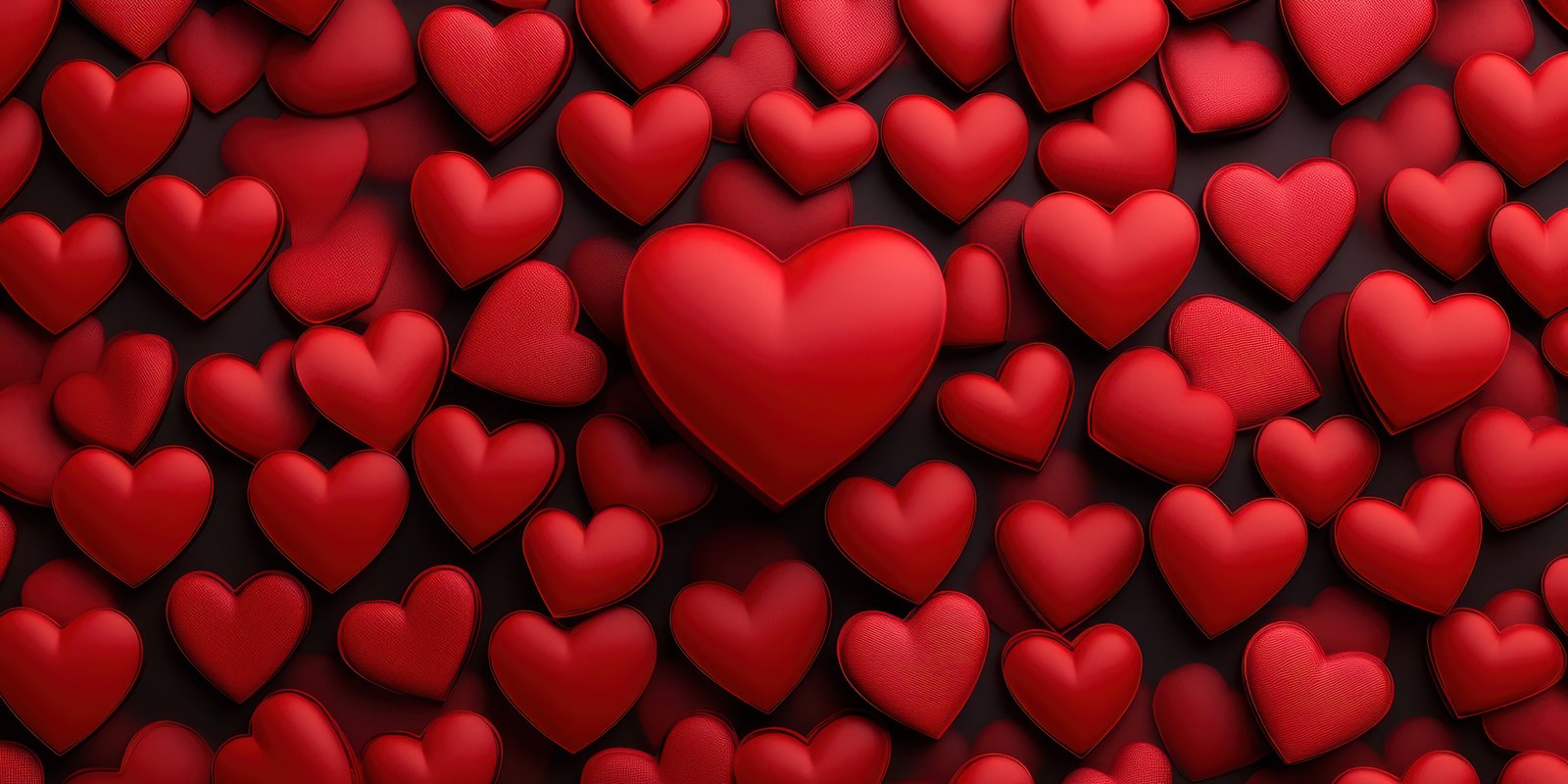 Vivid red hearts with a central larger heart create a romantic and festive atmosphere suitable for various celebrations